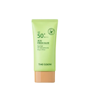 the SAEM Успокаивающий cолнцезащитный гель Jeju Fresh Aloe SPF50+ PA++++, 50 г